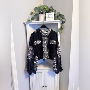 POL Black and Blue Floral Jacket